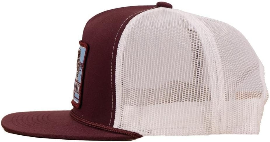 Lazy J Ranch Blue Bull Trap Patch Classic Five Panel Rope Trucker Hat - Adjustable Unisex Country Hats, Vintage Trucker Hat