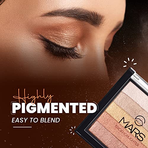 MARS 5 Shades in 1 Brick Highlighter Palette | Blush Topper for Face Makeup | Compact size (7.5g) (Shade-04) - Image 3