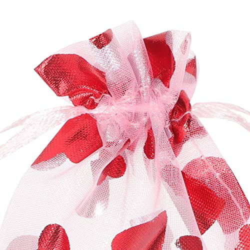ULTECHNOVO 100 Unidades Saco De Gaze De Coração Pequenos Sacos De Presente Para Favores Bolsa Pequen