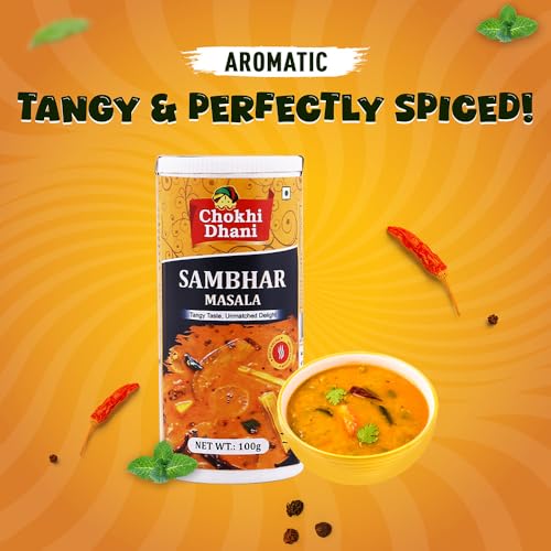 Image of Chokhi Dhani Sambhar Masala 100g | South Indian Style Spice Mix | Authentic Sambhar Powder for Idli, Dosa, Vada & Rice | Rich Tangy & Spicy Flavour | No Artificial Colours