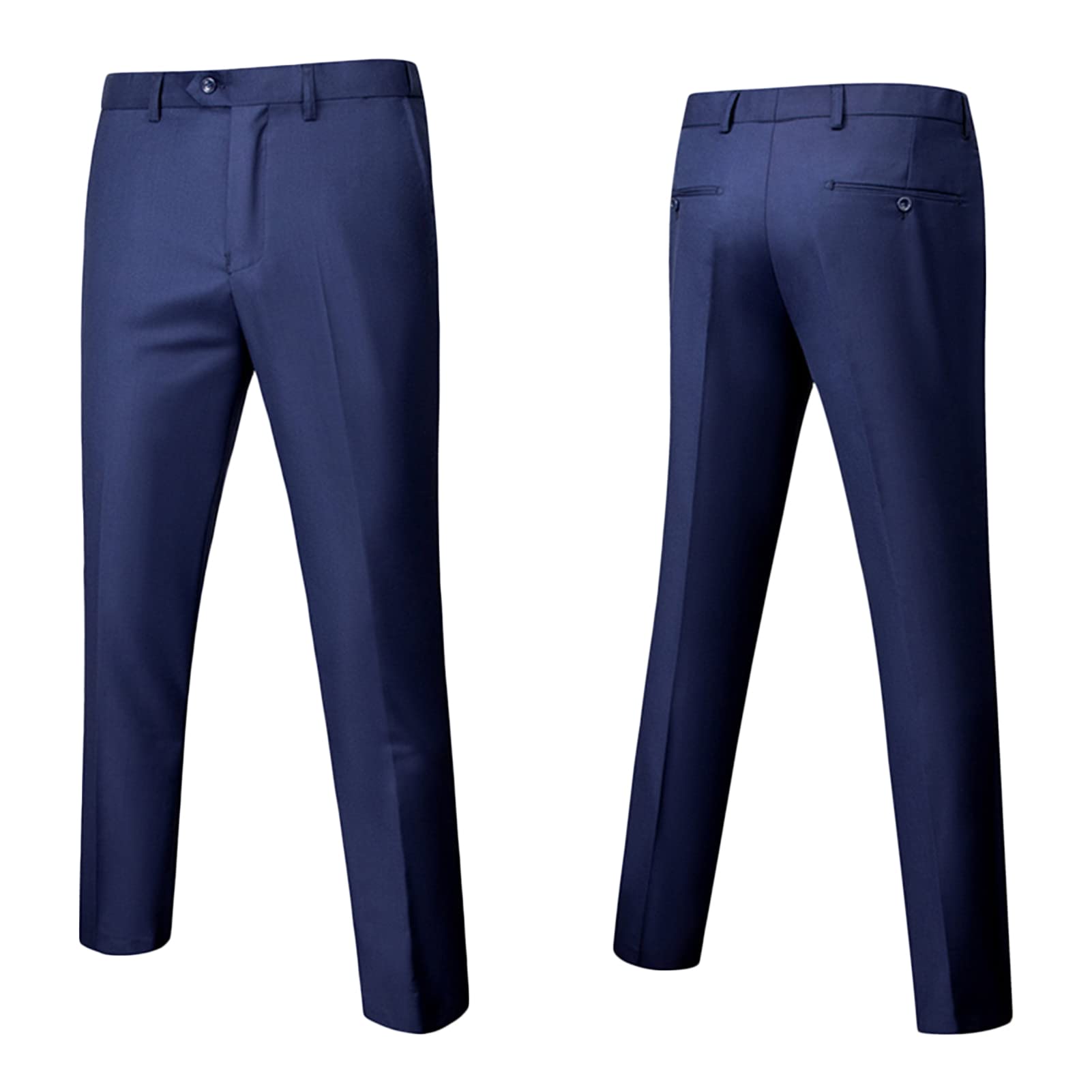 Men Shawl Lapel 3 Piece Tuxedo Suit Slim Fit One Button Jacket Vest & Pant Set Business Wedding Dinner Blazer Set (Dark Blue,Large)