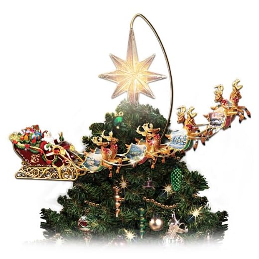 Thomas Kinkade Holidays in Motion Rotating Illuminated Tree Topper: Animated Christmas Decor by The Bradford Editions