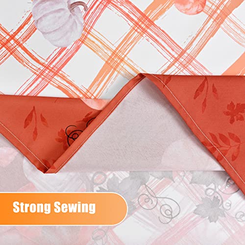 Vertkrea Fall Table Cloth, Pumpkin Gingham Rustic Tablecloth,Waterproof Wipeable Table Cover For Thanksgiving Fall Havest Dining Room Kitchen Decor,Rectangle 60X84 Inch,Orange #TOP5