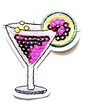 Nipitshop Patches Glass Martini Cocktail Alcoholic Beverage Soft Drink Party Sequin Shine Shiny Patch for Clothes Backpacks T-Shirt Jeans Skirt Vests Scarf Hat Bag