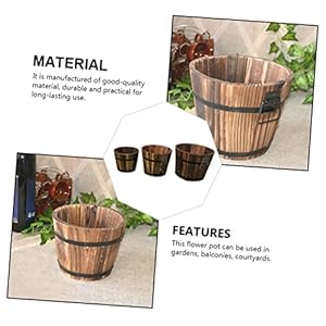3Pcs Wooden Barrel Pot Rustic Succulent Planters for Decor Wooden Bucket Planters for Indoor and Outdoor Use 3Pcs Wooden Barrel Pot Rustic Succulent Planters for Decor Wooden Bucket Planters for Indoor and Outdoor Use