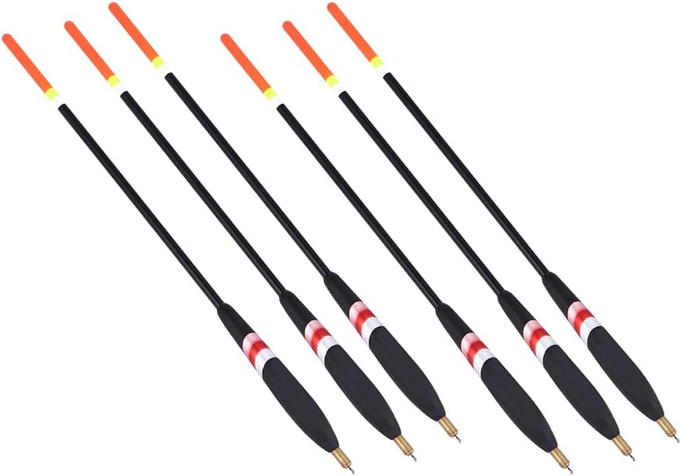 Toddmomy Rock Fishing Floats 6-Pack Slip Waggler Fishing Bobbers with High Buoyancy for Stream Lake Angling Durable Wood Floats