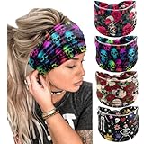 NERTNJIFOR Halloween Skeleton Rose Headbands for Women Wide Headband Skull Wraps...