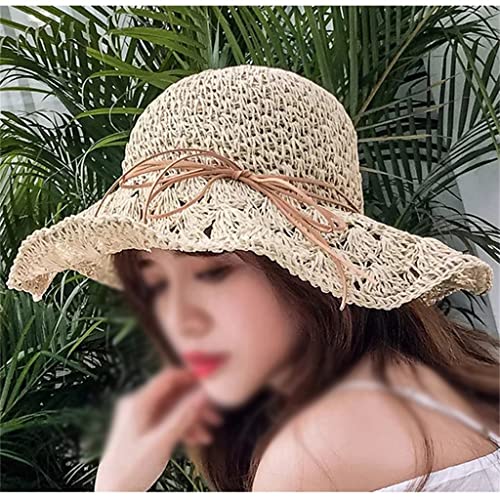 Chapeau de plage en paille pour femme grand bord souple et pliable style d été frais