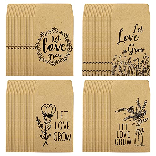 240 Pcs Let Love Grow Seed Packets Small Self-Adhesive Kraft Envelopes Seeds Storage Paper Packets Retro Seed Storage Envelopes For Baby Shower Wedding Home Garden Party Favors Gift Ideas, 2.4" X 3.5" #TOP15