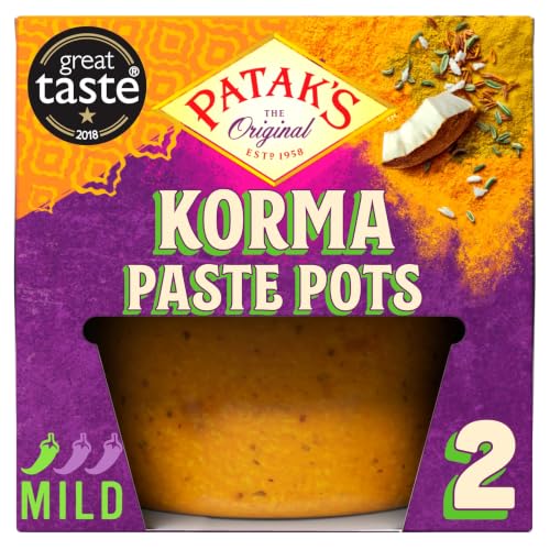 Pataks Korma Paste Pots 70g | 2 Pack | Mild Spice | Authentic Indian Curry Simmer/Cooking Spice Paste