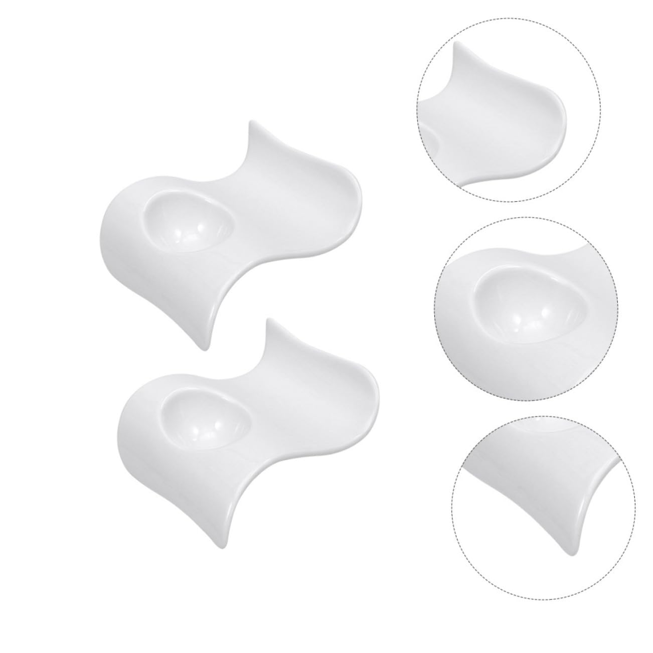 TOYANDONA 6 pièces Porte-œufs Céramique Blanche Forme Ondulée Supports Pratiques pour Œufs Plateau Élégant pour Service et Rangement