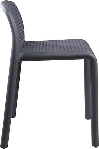Miniatura 5 de CozyBlock Punch - Silla de comedor apilable perforada para interior y exterior, juego de 2 unidades (gris oscuro)