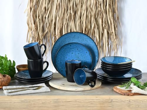 CreaTable, 23630, Serie Capri - Reaktivglasur, 16-teiliges Geschirrset, Kombiservice aus Steinzeug, spülmaschinen- und mikrowellengeeignet, Qualitätsproduktion
