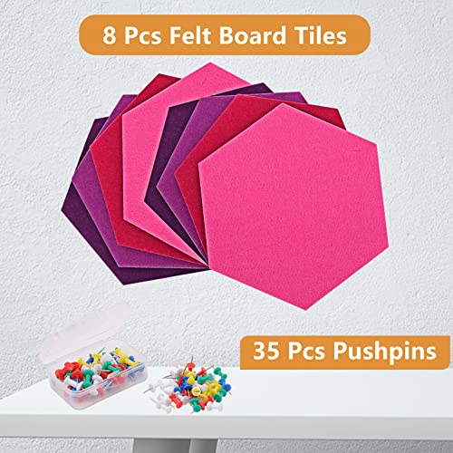 8Pcs Hexagon Felt Cork Board Tiles,Self Adhesive Felt Board Tiles Hexagon Bulletin Board,Pin Board Memo Board For Office School Home Wall Decor Stickers Memos Photos Display (Gradual Purple) #TOP2