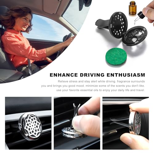 Image of KVAEY 2PCS 30mm Car Diffuser Vent Clips, Tree of Life Aromatherapy Essential Oil Diffuser Locket with 12 Felt Pads, Stainless Steel Car Diffuser Locket Air Freshener (Style1)
