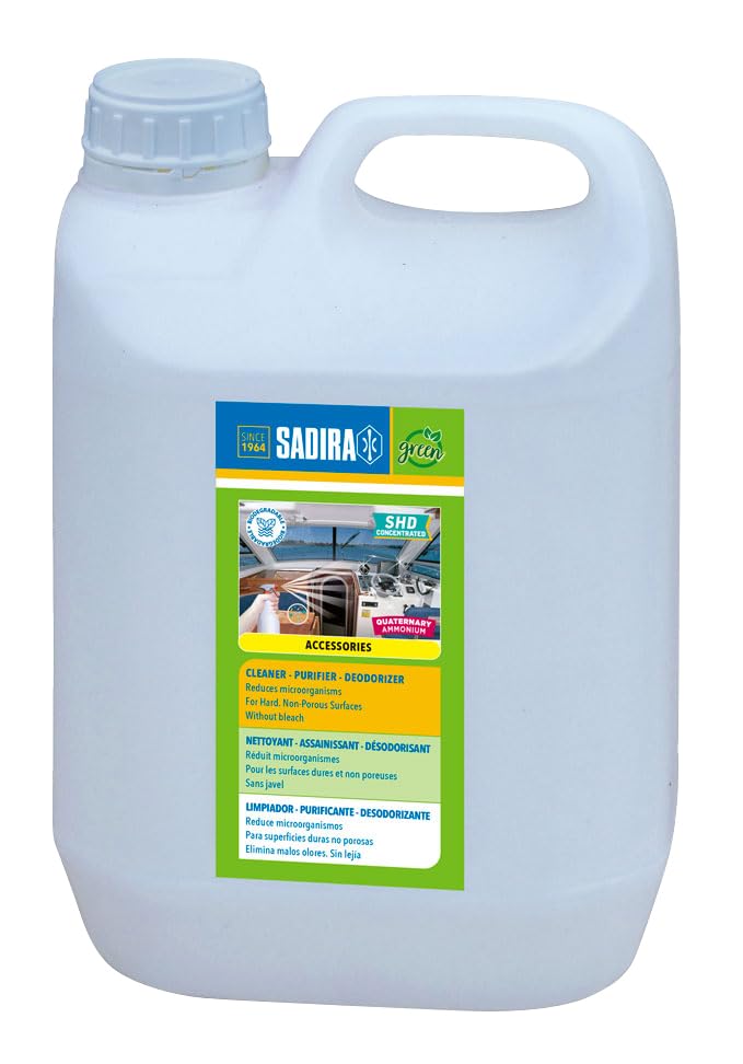 Sadira SHD Limpiador Purificante Desodorizante Concentrado Alta Rentabilidad para Barcos y Césped Artificial: 5 litros Rinden hasta 250 litros De Solución Activa
