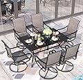 Sophia & William Outdoor Dining Set Patio Dining Set for 6 Outdoor Table and Chairs 7 Pieces Outdoor Patio Set with Swivel Patio Chairs 60"x 38" Metal Table for Garden Pool All Weather Brown