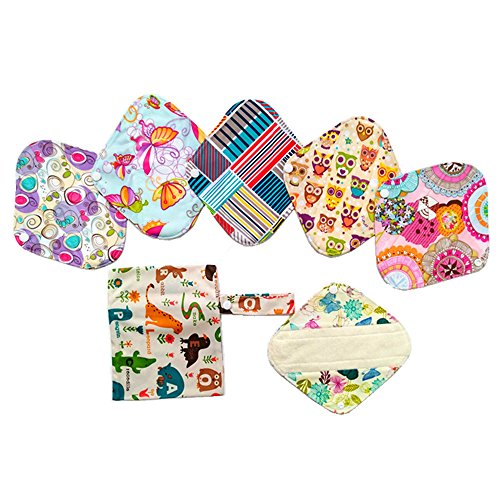 Lot de 6 20,3 cm Serviettes hygiéniques lavables en bambou Pads menstruel Chiffon léger+ 1 sac humide