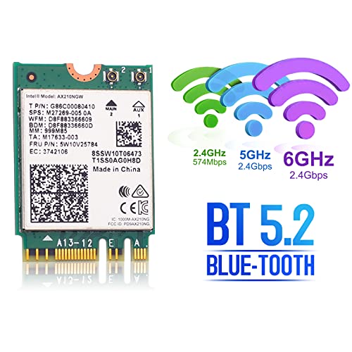Wifi 6E Wireless Card Intel Ax210 Ngw Bluetooth 5.2 Tri-Band 5400Mbps Network Adapter For Laptop Support Windows 10/11 (64Bit) M.2/Ngff #TOP1
