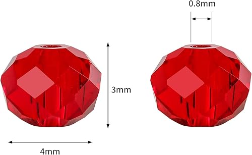 Miniatura 4 de Novborcz Cuentas de vidrio Rondelle rojas de 0.394 in para la fabricación de joyas, 250 unids forma de Briolette facetada cuentas espaciadoras de
