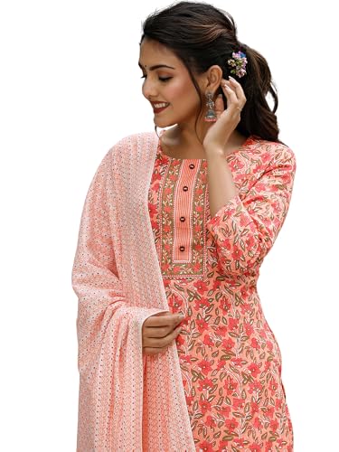 Image of Vaamsi Women's Rayon Blend Floral Printed Straight Kurta Pant With Dupatta