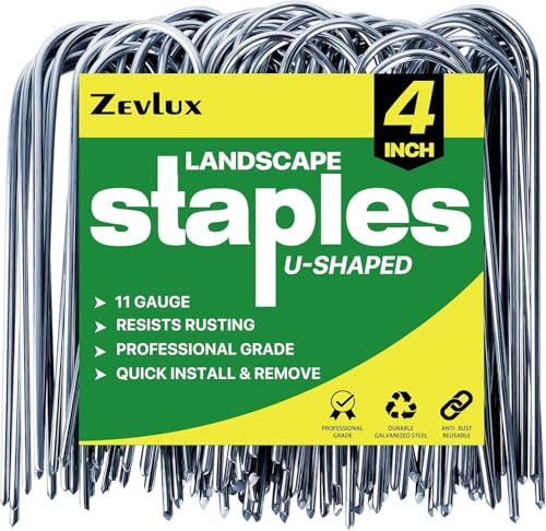4 Inch 40 Pack 11 Gauge U - Shape Garden Stakes Set: Drip Line & Irrigation Tubing Stakes Galvanized Landscape Staples for Tube Lawns Weed Barriers Landscape Fabrics Irrigation Hose Floor Mats