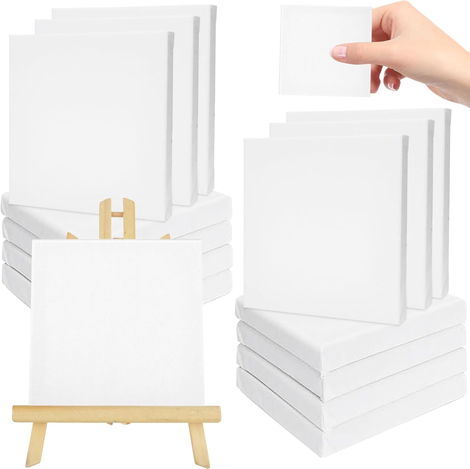 24 Pack Small Stretched Canvas for Painting 6x6 inch, 2/5'' Profile Blank Canvas for Painting, Small Blank Paint Canvas for Art, Acrylics, Oils & Other Painting, Pre-Primed