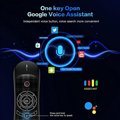 Backlit Voice Air Mouse Remote With Keyboard, Built In Gyro Sensors 2.4Ghz Wireless Air Fly Mouse Remote Rechargeable For Android Tv Box, Pc, Laptop, Projector, Htpc(Black) #TOP4