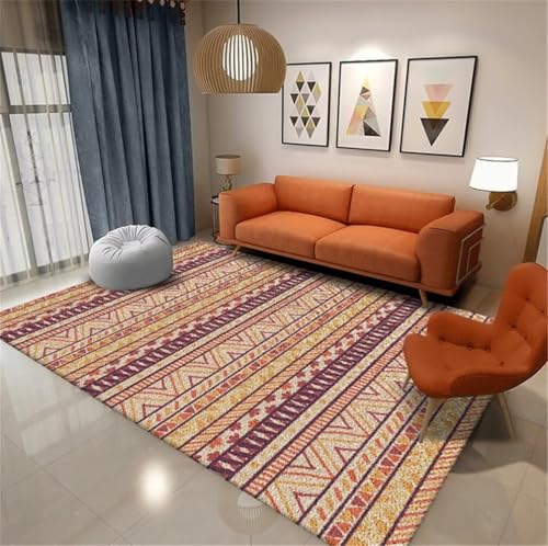 Tapis lavable au design géométrique moderne sans velours pour salon