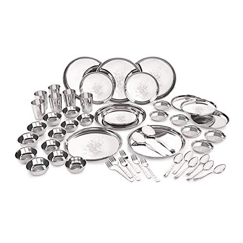Rudraksha Laser Stainless Steel Dinner Set – 50 Pieces Rudraksha Laser Stainless Steel Dinner Set – 50 Pieces