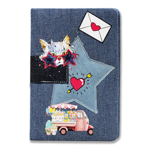 Image of COI Denim Notebook Diary Hard Bound, A5 Cute Journal for Girls & Women, 156 Ruled Pages 70 GSM Bleed Free Paper, Kawaii Patches Design, Daily Planner Notebook for Writing, School College Office & Travel Gift