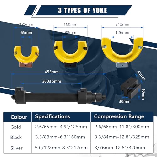 Image of Spring Compressor Tool Macpherson Interchangeable Fork Strut Coil Extractor Tool Set with Safety Guard (Overload Protection Device) Allow The Use of Impact Wrenches