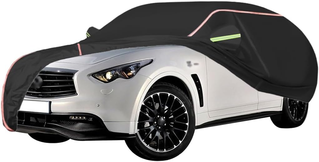WOLWES Car Cover are Suitable for Infiniti FX All-Weather Windproof, Snowproof, Rainproof, UV-Protected and Breathable All-Season Universal with Side Door Zip Oxford Cloth Car Cover (Color : White)