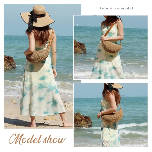 Image of GOKTOW Straw Crescent Beach Crossbody Bag for Women,Raffia Woven Shoulder Handbags for Summer Vacation 2025