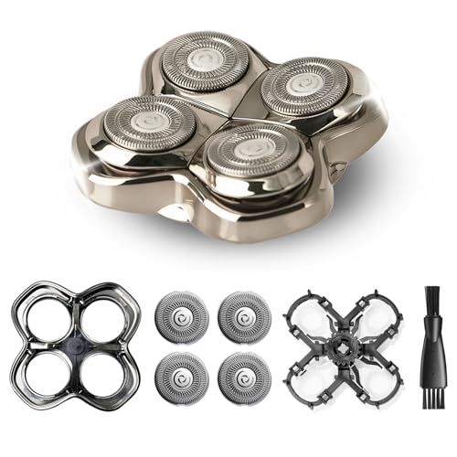 OXSITO Pro 4 Shaver Replacement Heads for Skulls Pitbulls Series Gold PRO, Silver PRO, Platinum PRO, Butterfly Kiss PRO… Series Head Shavers, Floating 4 Heads for a Fast, Close and Smooth Shave.