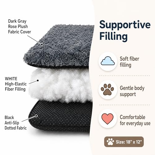 Image of Dog Crate Pad for Crate /Floor /Car for Extra Small Dogs Washable | Small Dogs Crate Pad with Non Slip Bottom,Soft Dog Crate Pad for Toy Poodle Yorkshire Chihuahua,18 inchx12 inch Grey