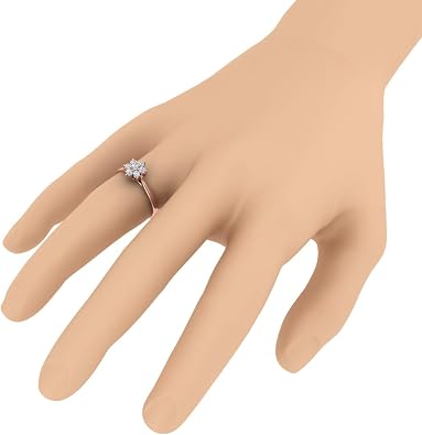 1/4 Carat Flower Shaped Cluster Prong Set Diamond Ring Band in 10K Solid Gold