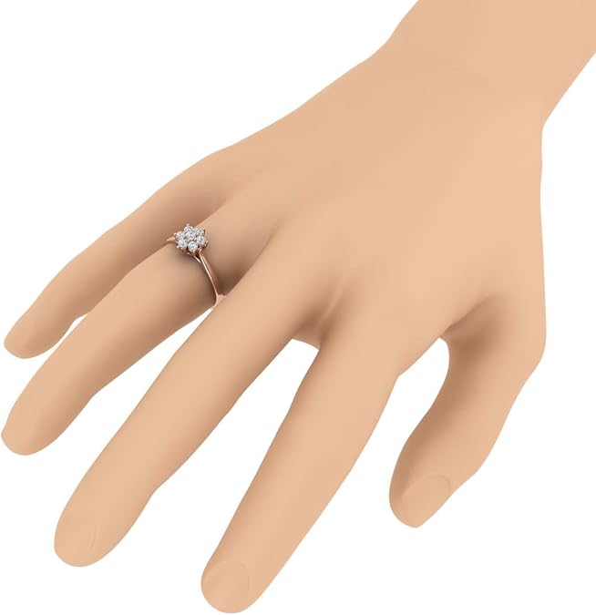 1/4 Carat Flower Shaped Cluster Prong Set Diamond Ring Band in 10K Solid Gold