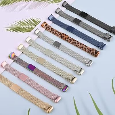 Metal Band Compatible with Fitbit Inspire 3 & Inspire 2, Breathable Stainless Steel Mesh Loop Magnetic Adjustable Replacement Strap Wristband for Women Men