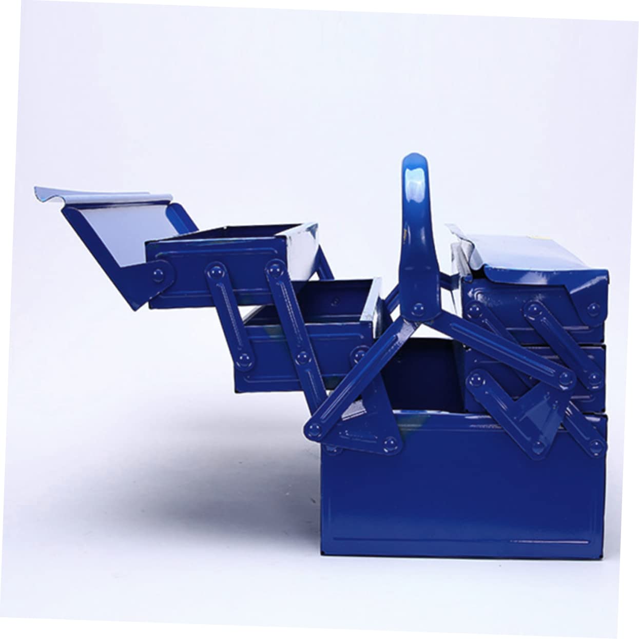 Hemobllo Grosse Boîte à Outils en Fer Bleue à Poignée, Rangement Portable