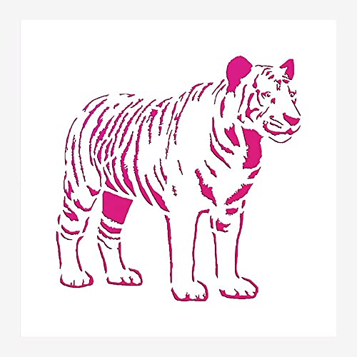 Tiger Stencil Reusable Sturdy Flexible Transparent 13 x 13 Inches 10mil Mylar Arts and Crafts Material Scrapbooking for Airbrush Painting Drawing