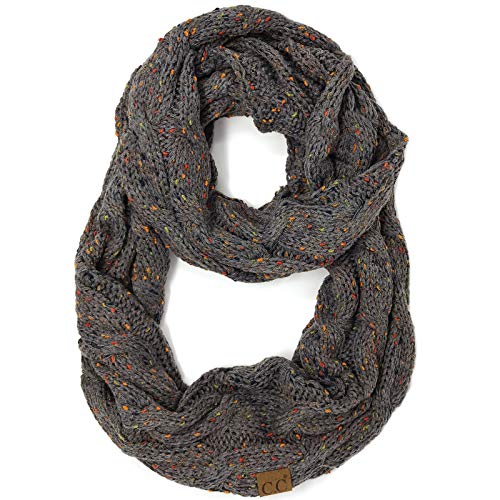 Confetti Soft Chunky Pullover Knit Long Loop Infinity Hood Cowl Scarf Dk. Gray