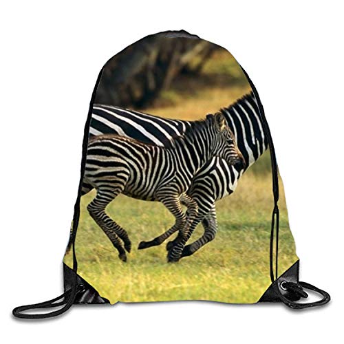 DHNKW Zebra Drawstring Backpack Portable Pocket Travel Sport Gym Bag Yoga Runner Daypack