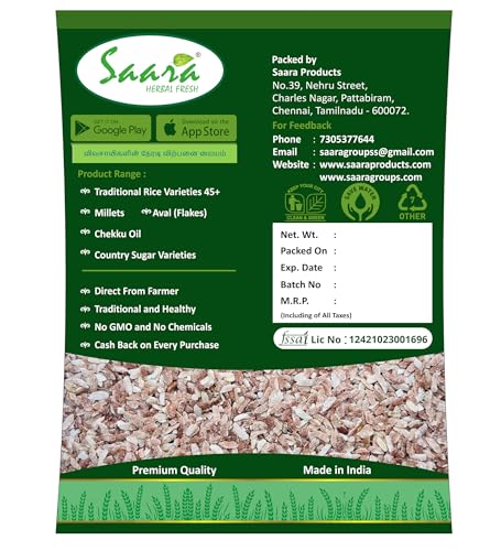 Image of Saara Herbal Fresh Mappillai Samba Aval (2kg) | Red Rice Flakes | Lal Chawal Poha | Erra Vari Atukulu | Kempu Akki Avalakki | Chuvanna Ari Aval