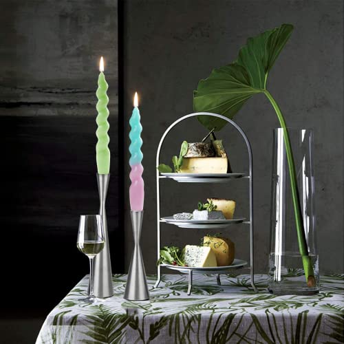 Maitreya Spiral Taper Candles Conical Stick Candles Handmade Twisted Candles-Set Of 4 For Decoration Weddings Party Church-Unscented Dripless Candles,7.5Inch(Gradient Green) #TOP4