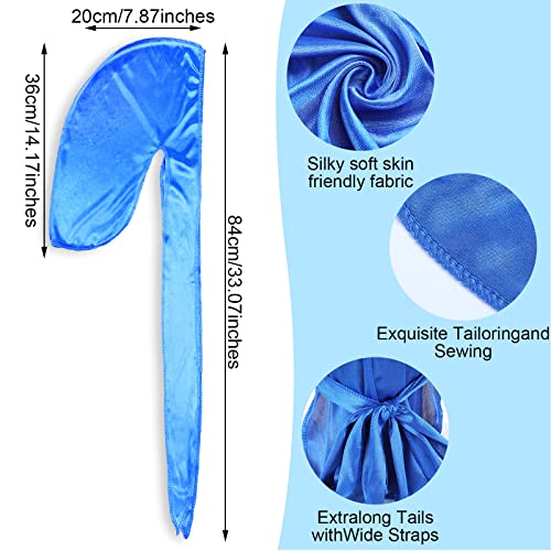 Loopeer 4 Pcs Kids Satin Durags Head Wrap Silk Durag Cap with Long Tail Wide Strap 360 Waves Cap for Boy Toddler Girls2