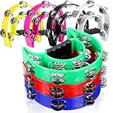 7 Pieces Double Row Tambourine Half Moon Musical Tambourine Plastic Tambourines Musical Instrument H