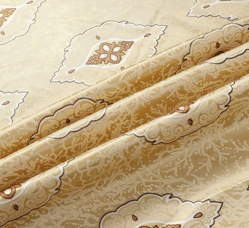 Image of Room Darkening Curtains for Door & Windows, Living Room, Bedroom, Eyelet, Parda, Printed, Pack of 2, Golden, 4 x 9 Feet