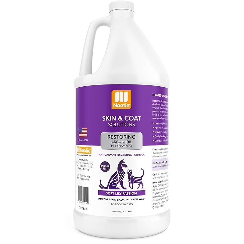 Shampoo para cães Nootie com óleo de argan, sem sabão, parabenos e sulfatos Soft Lilly Passion, 3,79 L