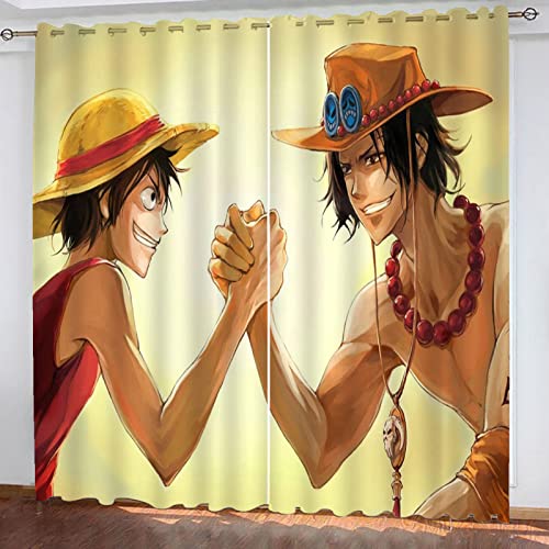 DDONVG One Piece Rideau occultant pour chambre à coucher Impression 3D Luffy Zoro Rideaux pour chambre d'enfant Rideau coulissant opaque pour salon (3,280 x 245 cm (l x H) 140 x 245 cm x 2) Cover